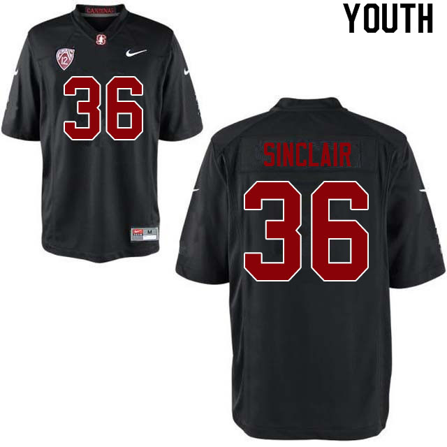 Youth #36 Tristan Sinclair Stanford Cardinal College Football Jerseys Sale-Black